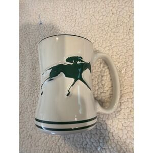 Indigo Falls Keeneland Horse Racing Mug White Green Equestrian Coffee Cup